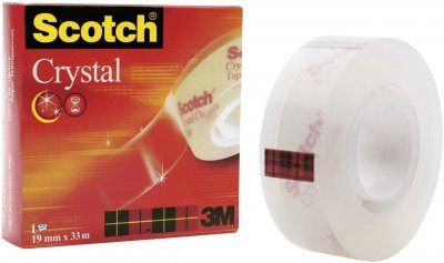 SCOTCH  Crystal Ruban adh&eacute;sif transparent largeur 19 mm x longueur 33 m