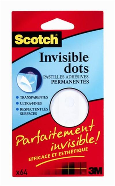 SCOTCH  - Invisible Dots 64 pastilles adh&eacute;sives invisibles double-face