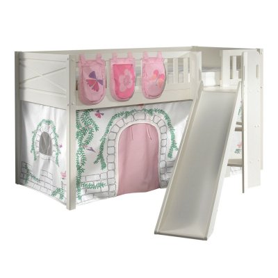 VIPACK Scott Lit Mezzanine Toboggan et Rideau Birdy Ses 3 Sacs Rangement Assortis