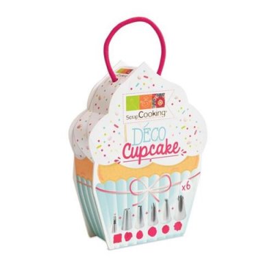 SCRAPCOOKING  1825 Boite - D&eacute;co Cupcake 6 Douilles, Acier Inoxydable, Multicolore, 18,3 x 14 x 4 cm