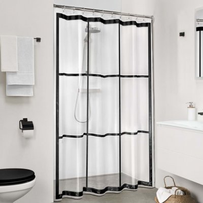 SEALSKIN  Brix, Rideau de douche PEVA, Transparent, Noir