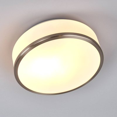 SEARCHLIGHT  Plafonnier Flush IP44, &Oslash; 28&nbsp;cm, argent&eacute; satin&eacute;