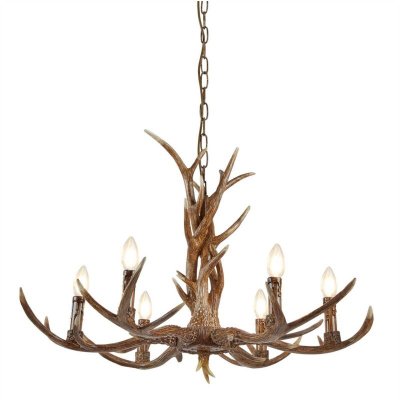SEARCHLIGHT  Stag - Plafonnier &Agrave; 6 Bras Multiples, Brun Rustique, E14