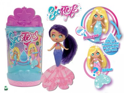 GIOCHI PREZIOSI Seasters  , Poup&eacute;e sir&egrave;ne surprise, Princesse qui se transforme en Sir&egrave;ne, avec accessoires secrets