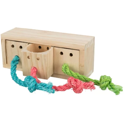 TRIXIE Seau &agrave; casse-cro&ucirc;te, Interactif, Bois, 16X16X7Cm 16x6x7 cm 