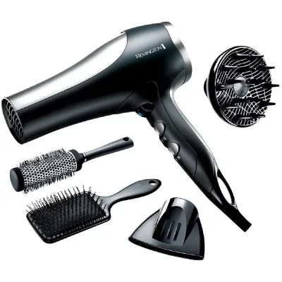 REMINGTON S&egrave;che cheveux ionique c&eacute;ramique 2100w noir gris