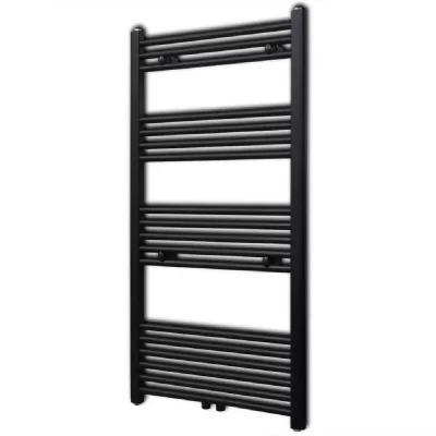 VIDAXL S&egrave;che-serviettes eau chaude &agrave; rails droits Noirs de 600 x 1160 mm