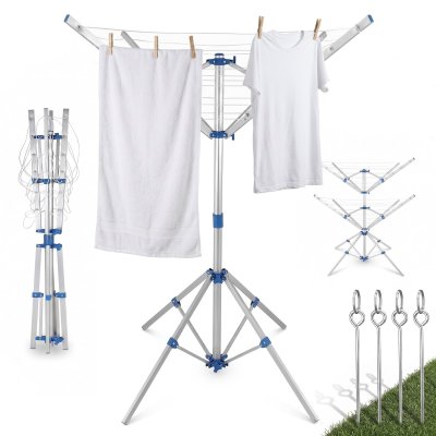 MONZANA S&eacute;choir &agrave; linge parapluie pliant 4 bras 4 pieds aluminium