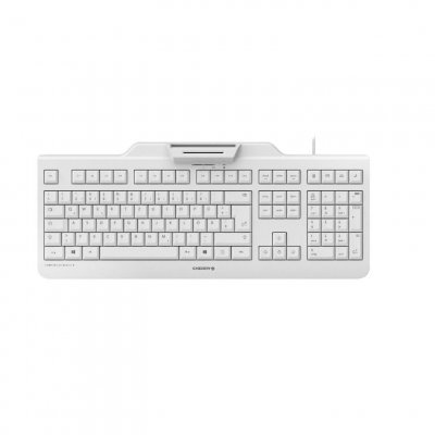 CHERRY SECURE BOARD 1.0 - Clavier - avec NFC - USB - Fran&ccedil;ais - commutateur :  LPK - blanc/gris 