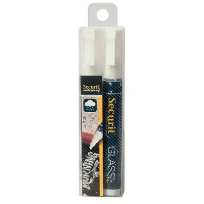 SECURIT  Feutre-Craie Waterproof Blanc Lot de 2 - Medium 2-6mm