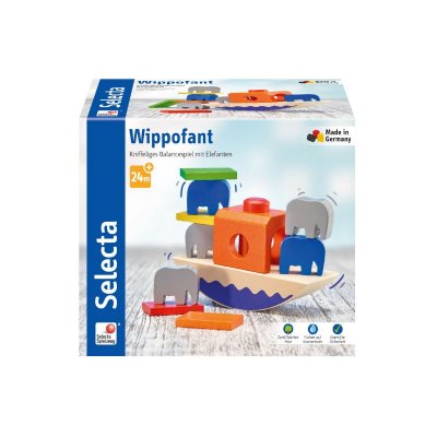 SELECTA SPIELZEUG Selecta 62012 Wippofant Jeu d&rsquo;empilage, en bois, 15,5 cm