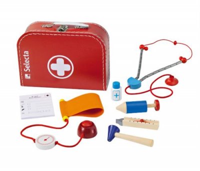 SELECTA SPIELZEUG Selecta 62058 Mallette de m&eacute;decin pour jouer, avec outils solides en bois, 25 x 18 cm