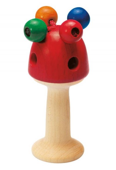 SELECTA SPIELZEUG  hochet & gobelet 10 Giralocm bois naturel/rouge