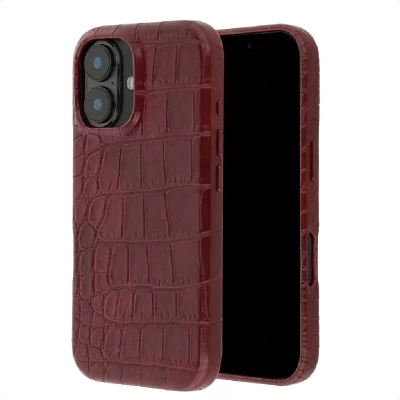SELENCIA  Coque arri&egrave;re Croco avec MagSafe Apple iPhone 16 - Burgundy