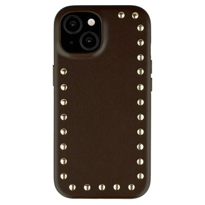 SELENCIA  Coque arri&egrave;re Studs avec MagSafe Apple iPhone 15 - Cacao Crush