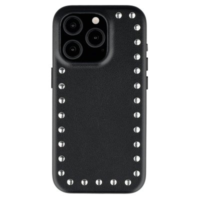 SELENCIA  Coque arri&egrave;re Studs avec MagSafe Apple iPhone 15 Pro - Velvet Black