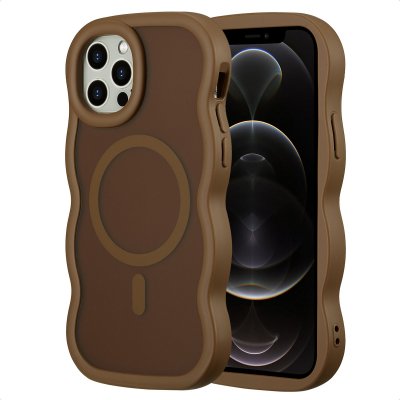 SELENCIA  Coque arri&egrave;re Wavy avec MagSafe Apple iPhone 12 (Pro) - Mocha Brown