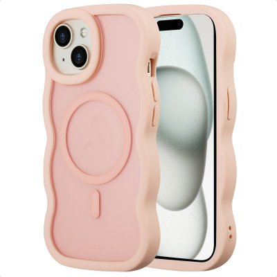 SELENCIA  Coque arri&egrave;re Wavy avec MagSafe Apple iPhone 15 - Soft Pink