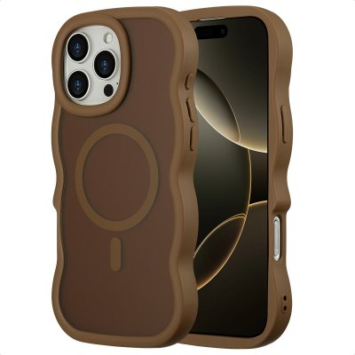 SELENCIA  Coque arri&egrave;re Wavy avec MagSafe Apple iPhone 16 Pro Max - Mocha Brown