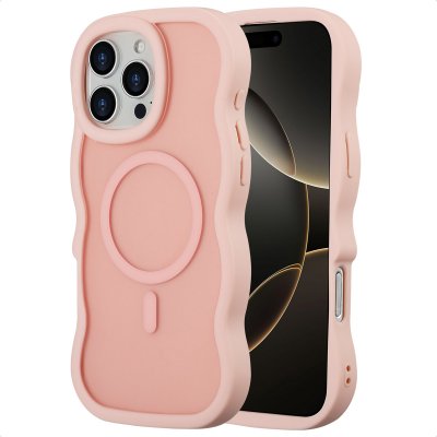 SELENCIA  Coque arri&egrave;re Wavy avec MagSafe Apple iPhone 16 Pro Max - Soft Pink
