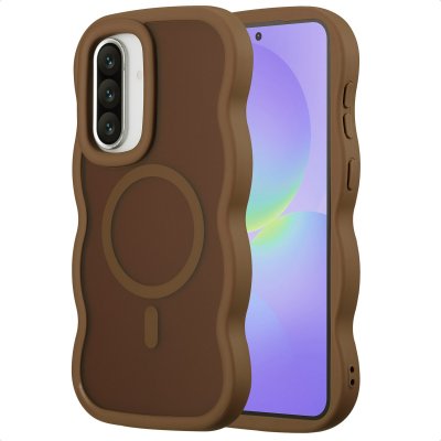 SELENCIA  Coque arri&egrave;re Wavy avec MagSafe Samsung Galaxy A36 / A56 - Mocha Brown