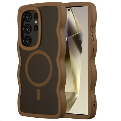 SELENCIA  Coque arri&egrave;re Wavy avec MagSafe Samsung Galaxy S24 Ultra - Mocha Brown