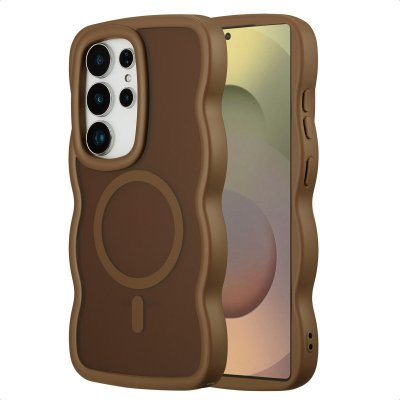 SELENCIA  Coque arri&egrave;re Wavy avec MagSafe Samsung Galaxy S25 Ultra - Mocha Brown