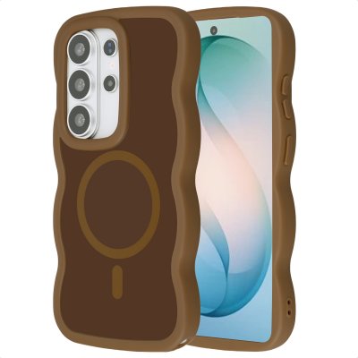 SELENCIA  Coque arri&egrave;re Wavy avec MagSafe Samsung Galaxy S26 Ultra - Mocha Brown