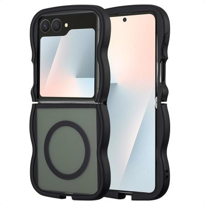 SELENCIA  Coque arri&egrave;re Wavy avec MagSafe Samsung Galaxy Z Flip 7 - Noir