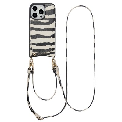 SELENCIA  Coque de t&eacute;lephone Nova avec cordon et porte-cartes Apple iPhone 16 Pro Max - Zazzy Zebra