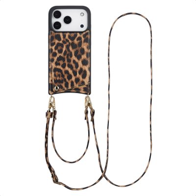 SELENCIA  Coque de t&eacute;lephone Nova avec cordon et porte-cartes Apple iPhone 17 Pro - Leopard