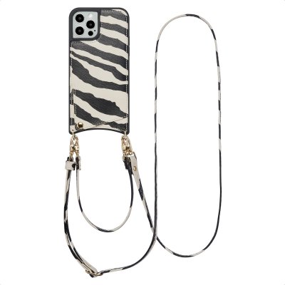 SELENCIA  Coque de t&eacute;lephone Nova avec cordon et porte-cartes iPhone 12 (Pro) - Zazzy Zebra