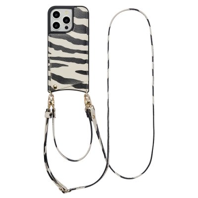 SELENCIA  Coque de t&eacute;lephone Nova avec cordon et porte-cartes iPhone 14 Pro - Zazzy Zebra