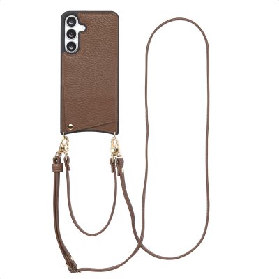 SELENCIA  Coque de t&eacute;lephone Nova avec cordon et porte-cartes Samsung Galaxy S25 FE - Mocha Brown