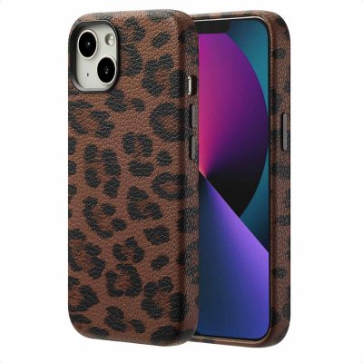 SELENCIA  Coque Sabi imprim&eacute; panth&egrave;re avec MagSafe Apple iPhone 13 - Mocha Brown