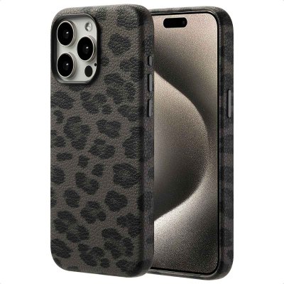SELENCIA  Coque Sabi imprim&eacute; panth&egrave;re avec MagSafe Apple iPhone 15 Pro Max - Midnight Black