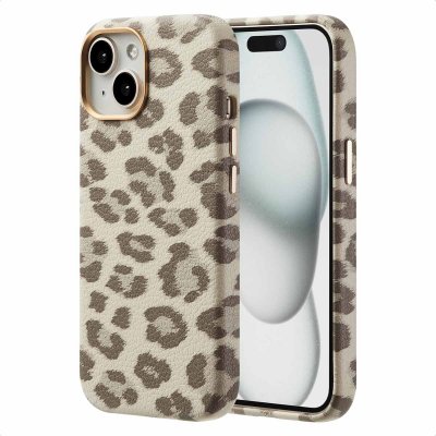 SELENCIA  Coque Sabi imprim&eacute; panth&egrave;re avec MagSafe Apple iPhone 15 - Soft Ivory