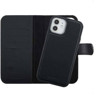 SELENCIA  &Eacute;tui portefeuille amovible Olyn avec MagSafe Apple iPhone 12 (Pro) - Noir
