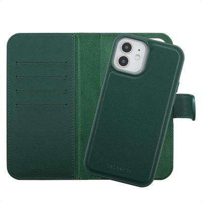 SELENCIA  &Eacute;tui portefeuille amovible Olyn avec MagSafe Apple iPhone 12 (Pro) - Vert