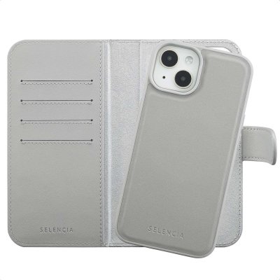 SELENCIA  &Eacute;tui portefeuille amovible Olyn avec MagSafe Apple iPhone 14 / 13 - Gris