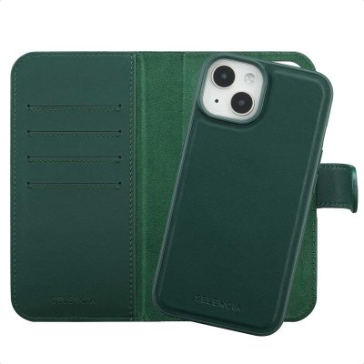 SELENCIA  &Eacute;tui portefeuille amovible Olyn avec MagSafe Apple iPhone 14 / 13 - Vert