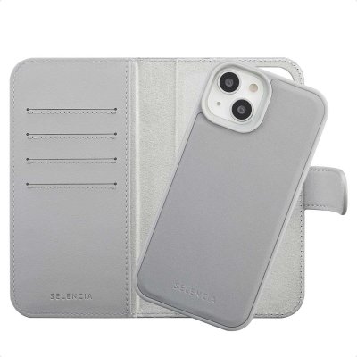 SELENCIA  &Eacute;tui portefeuille amovible Olyn avec MagSafe Apple iPhone 15 - Gris