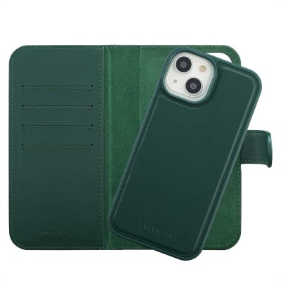 SELENCIA  &Eacute;tui portefeuille amovible Olyn avec MagSafe Apple iPhone 15 - Vert
