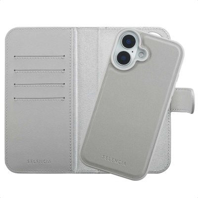 SELENCIA  &Eacute;tui portefeuille amovible Olyn avec MagSafe Apple iPhone 16 - Gris