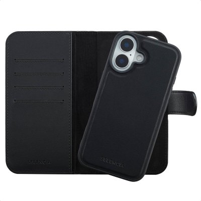 SELENCIA  &Eacute;tui portefeuille amovible Olyn avec MagSafe Apple iPhone 16 - Noir