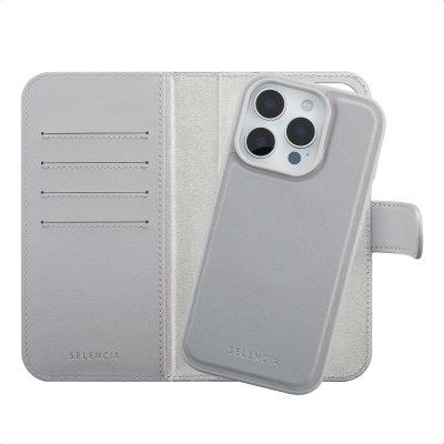 SELENCIA  &Eacute;tui portefeuille amovible Olyn avec MagSafe Apple iPhone 16 Pro - Gris
