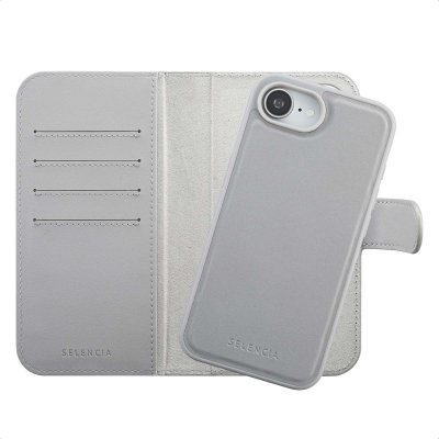SELENCIA  &Eacute;tui portefeuille amovible Olyn avec MagSafe Apple iPhone 16e - Gris