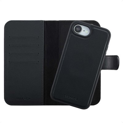 SELENCIA  &Eacute;tui portefeuille amovible Olyn avec MagSafe Apple iPhone 16e - Noir