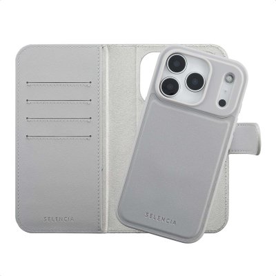 SELENCIA  &Eacute;tui portefeuille amovible Olyn avec MagSafe Apple iPhone 17 Pro - Gris