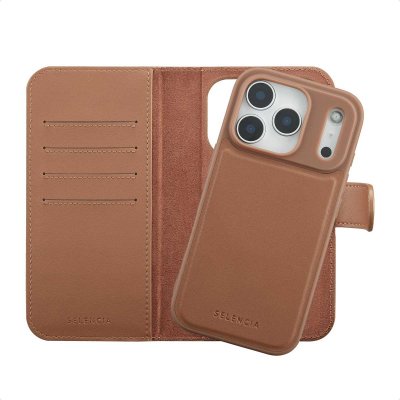 SELENCIA  &Eacute;tui portefeuille amovible Olyn avec MagSafe Apple iPhone 17 Pro - Marron